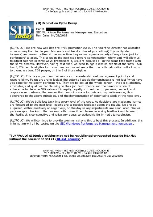 2003-04-08 SIDToday - Promotion Cycle Recap