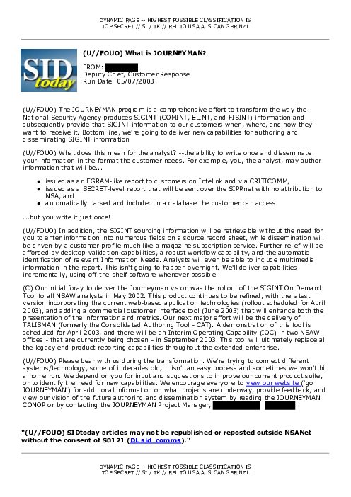 2003-05-07 SIDToday - What is JOURNEYMAN
