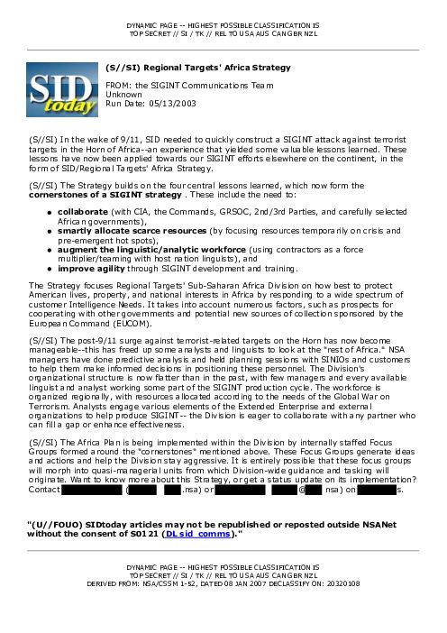 2003-05-13 SIDToday - Regional Targets Africa Strategy