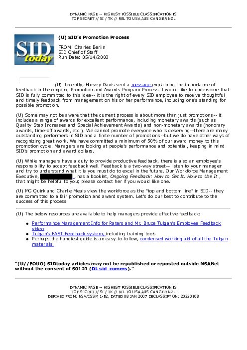 2003-05-14 SIDToday - SIDs Promotion Process