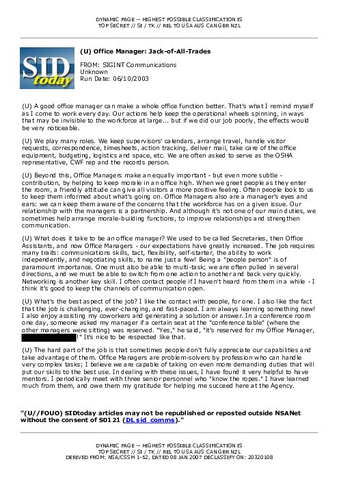 2003-06-10 SIDToday - Office Manager Jack-of-All-Trades