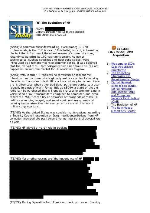 2003-07-17 SIDToday - The Evolution of HF