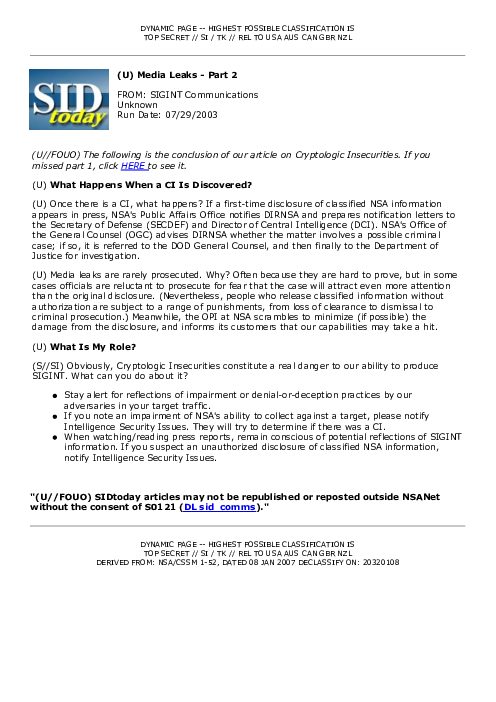 2003-07-29 SIDToday - Media Leaks - Part 2