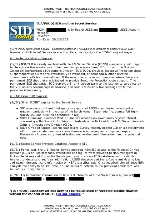 2003-08-12 SIDToday - SID and the Secret Service