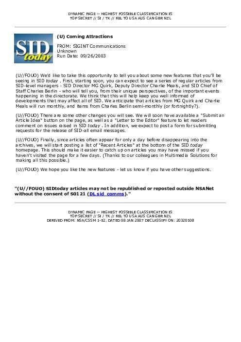 2003-09-26 SIDToday - Coming Attractions