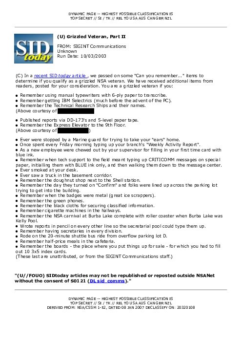 2003-10-03 SIDToday - Grizzled Veteran Part II
