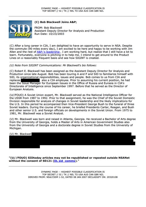 2003-10-23 SIDToday - Bob Blackwell Joins AP