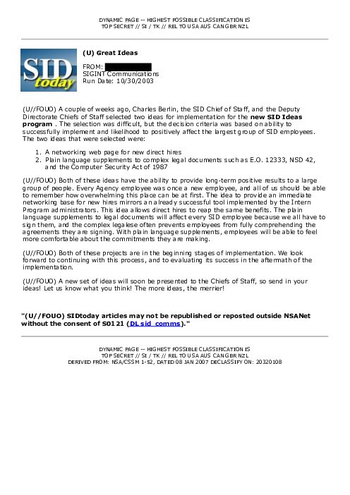2003-10-30 SIDToday - Great Ideas