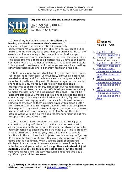 2003-11-14 SIDToday - The Bald Truth The Sweet Conspiracy