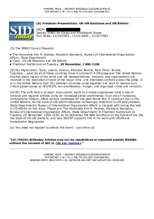 2003-11-20 SIDToday - Friedman Presentation US-UN Relations and UN Reform