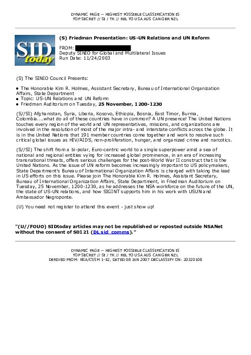 2003-11-24 SIDToday - Friedman Presentation US-UN Relations and UN Reform