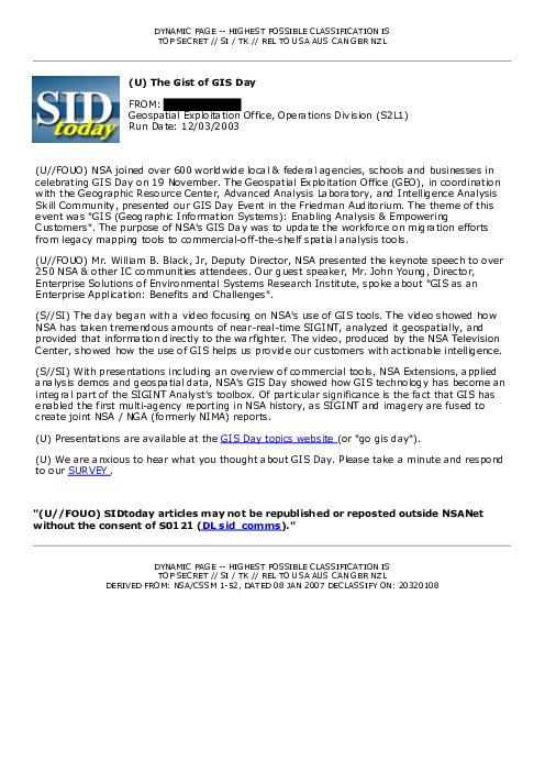 2003-12-03 SIDToday - The Gist of GIS Day