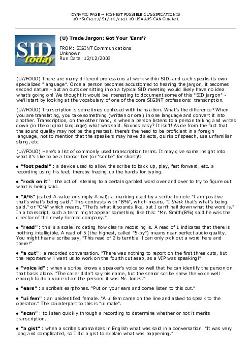 2003-12-12 SIDToday - Trade Jargon Got Your Ears
