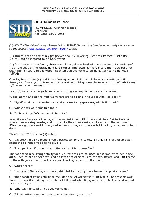 2003-12-19 SIDToday - A Grim Fairy Tale