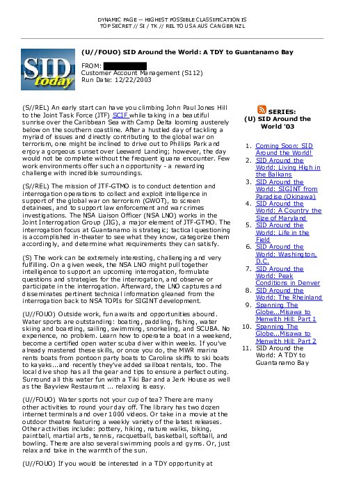 2003-12-22 SIDToday - SID Around the World A TDY to Guantanamo Bay