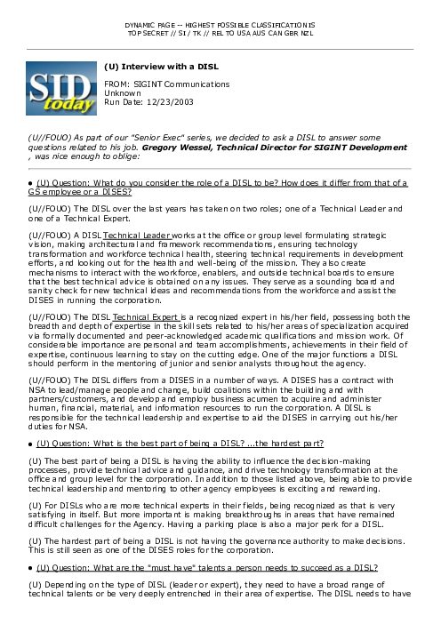 2003-12-23 SIDToday - Interview with a DISL
