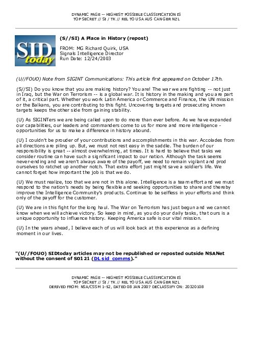 2003-12-24 SIDToday - A Place in History repost