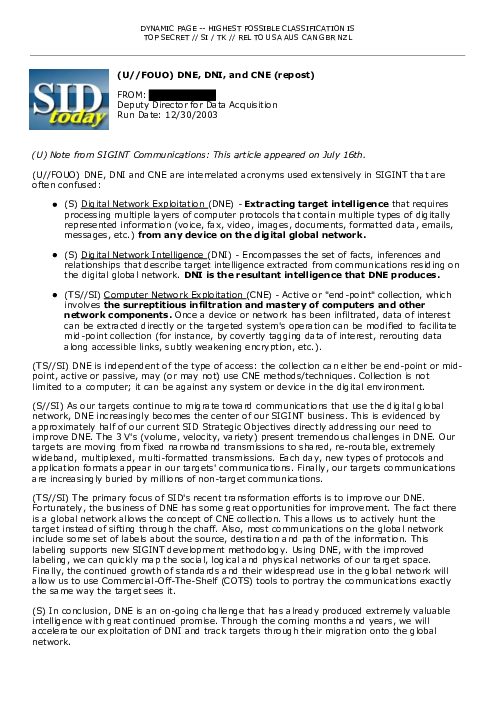 2003-12-30 SIDToday - DNE DNI and CNE repost