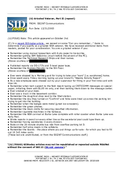 2003-12-31 SIDToday - Grizzled Veteran Part II repost