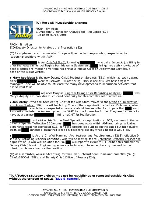 (U) More A&amp;P Leadership Changes