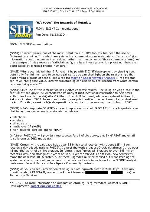 (U//FOUO) The Rewards of Metadata