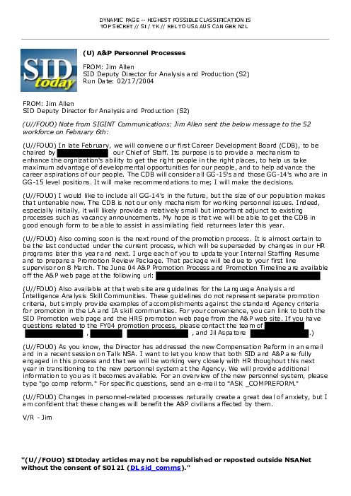 (U) A&amp;P Personnel Processes