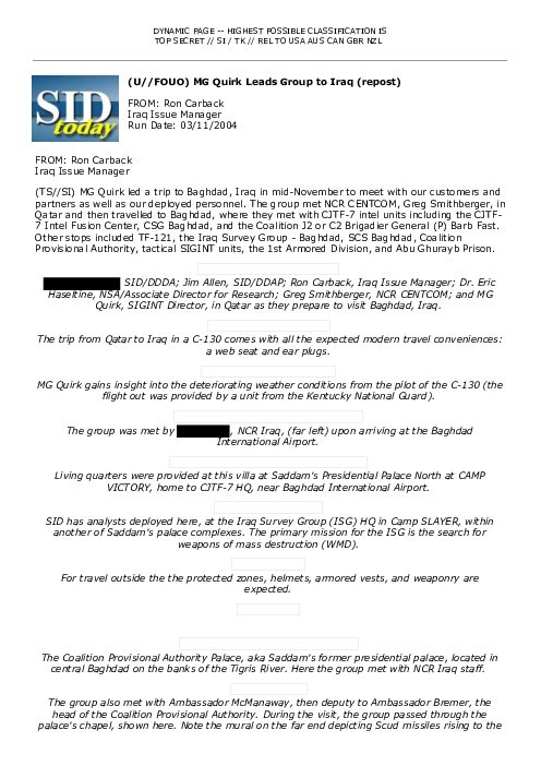 (U//FOUO) MG Quirk Leads Group to Iraq (repost)