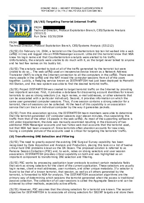(S//SI) Targeting Terrorist Internet Traffic