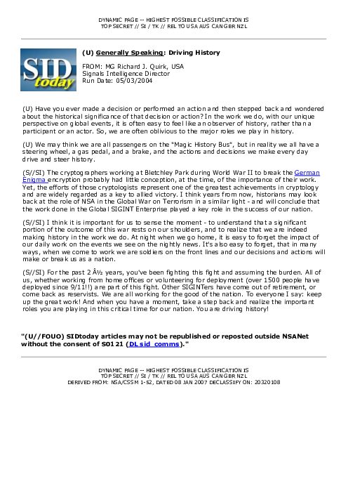 2004-05-03 SIDToday - Generally Speaking Driving History