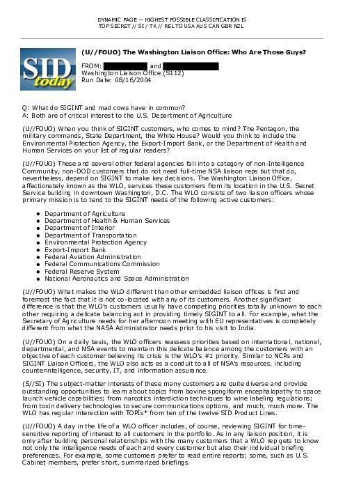 (U//FOUO) The Washington Liaison Office: Who Are Those Guys?