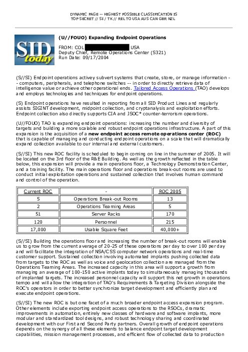 2004-09-17 SIDToday - Expanding Endpoint Operations