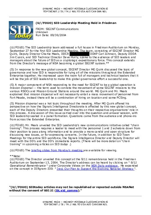 2004-09-30 SIDToday - SID Leadership Meeting Held in Friedman