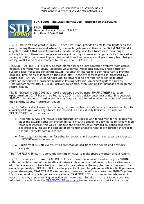 (U//FOUO) The Intelligent SIGINT Network of the Future