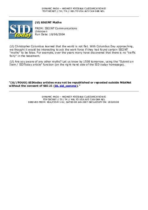 2004-10-06 SIDToday - SIGINT Myths