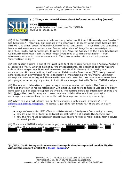 (U) Things You Should Know About Information Sharing (repost)