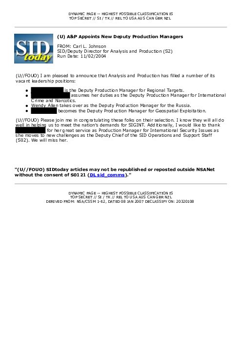 2004-11-02 SIDToday - AP Appoints New Deputy Production Managers