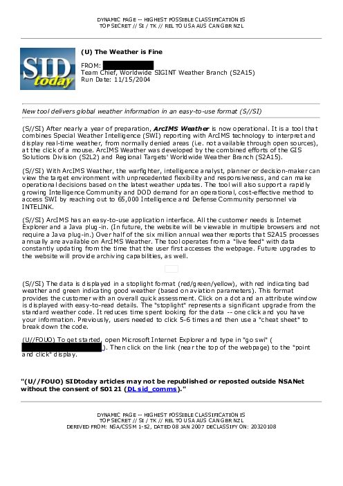 2004-11-15 SIDToday - The Weather is Fine