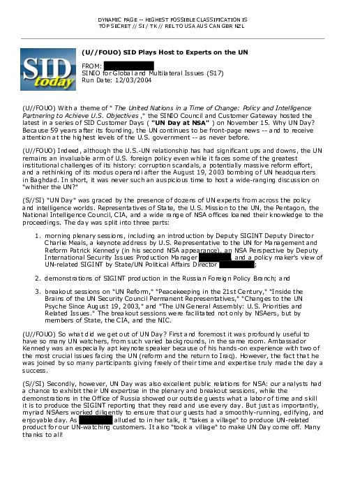 2004-12-03 SIDToday - SID Plays Host to Experts on the UN