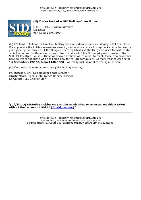 2004-12-07 SIDToday - Youre Invited -- SID Holiday Open House