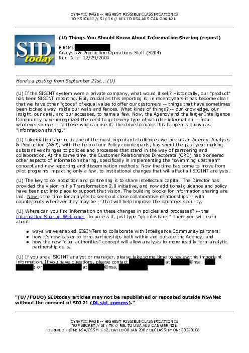 (U) Things You Should Know About Information Sharing (repost)