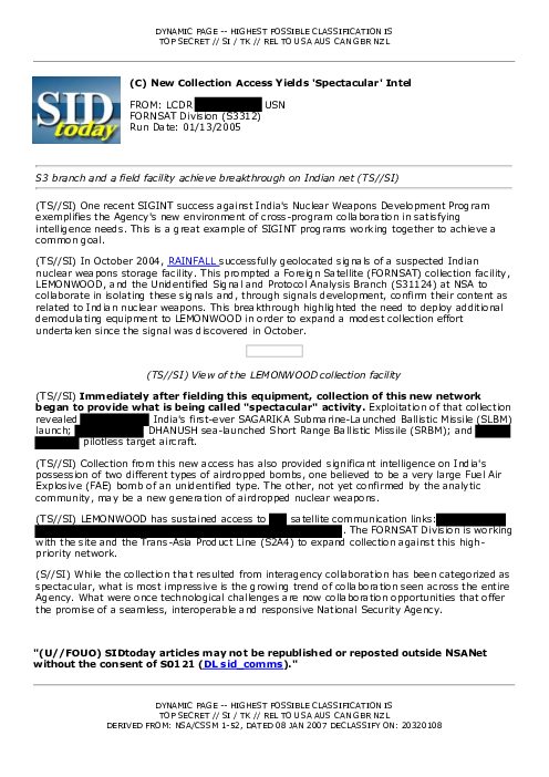 (C) New Collection Access Yields 'Spectacular' Intel