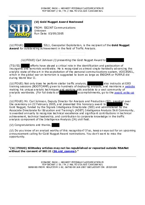 (U) Gold Nugget Award Bestowed