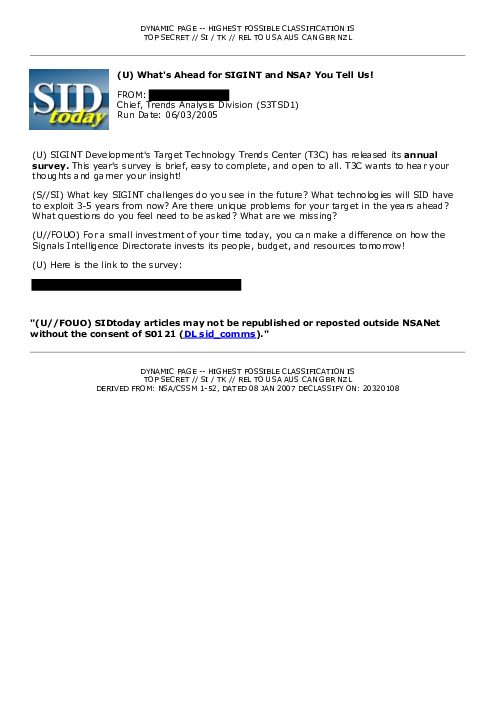 (U) What's Ahead for SIGINT and NSA? You Tell Us!