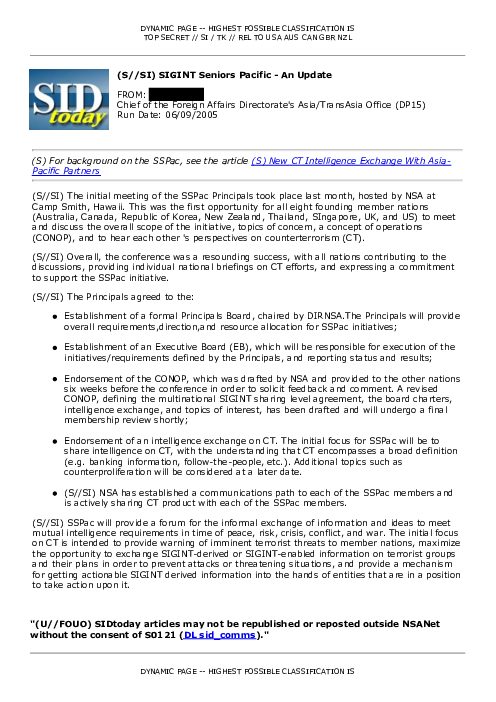 (S//SI) SIGINT Seniors Pacific - An Update