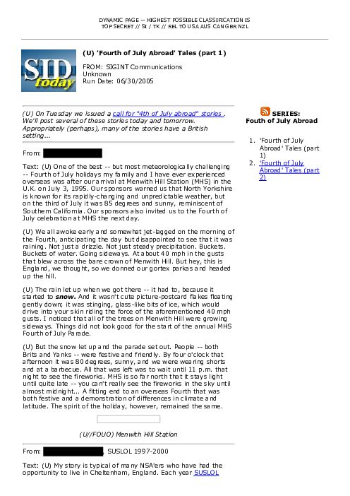 (U) 'Fourth of July Abroad' Tales (part 1)