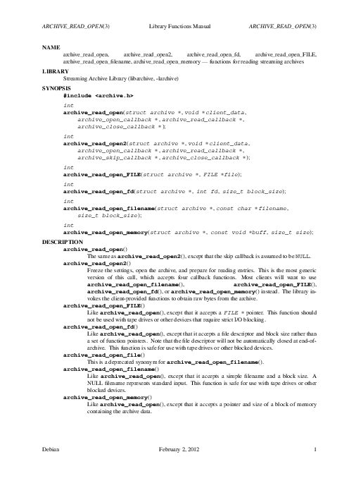 ARCHIVE_READ_OPEN(3) Library Functions Manual ARCHIVE_READ_OPEN(3) (2012).pdf