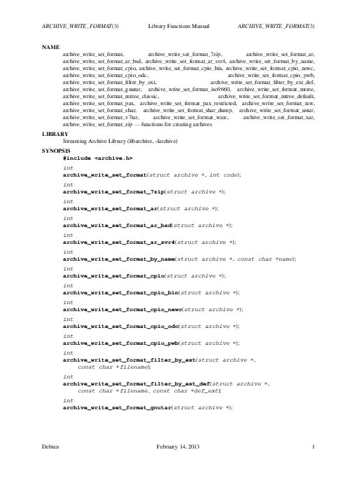 ARCHIVE_WRITE_FORMAT(3) Library Functions Manual ARCHIVE_WRITE_FORMAT(3) (2013).pdf
