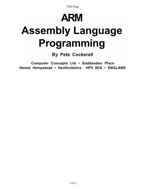 ARM Assembly Language Programming — Pete Cockerell.pdf