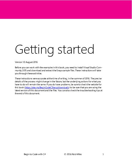 Begin to Code with C# Getting Started (2016).pdf