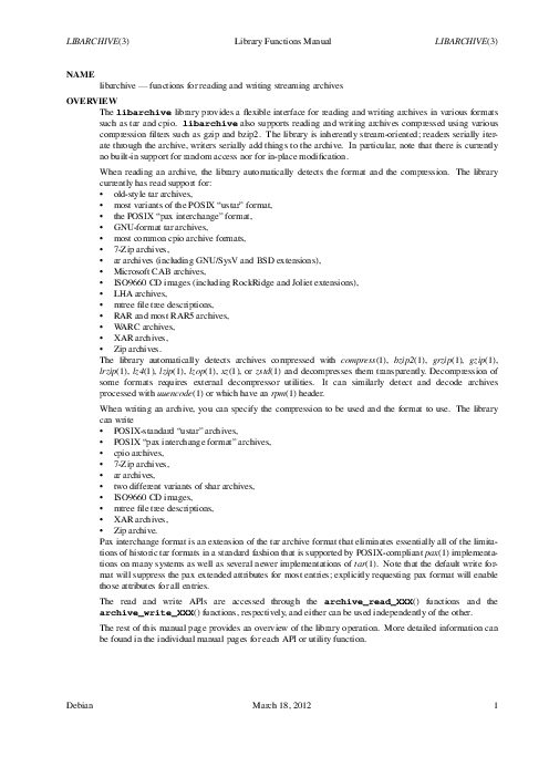 LIBARCHIVE(3) Library Functions Manual LIBARCHIVE(3) (2012).pdf